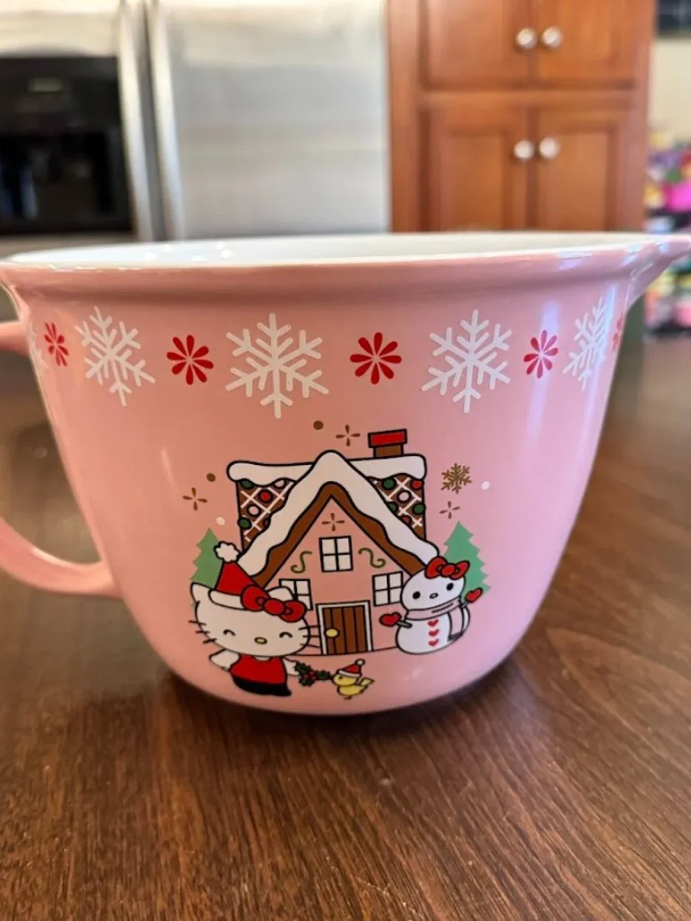 Hello Kitty Holiday Gingerbread Pink Ceramic Mixing/Batter Bowl-New
